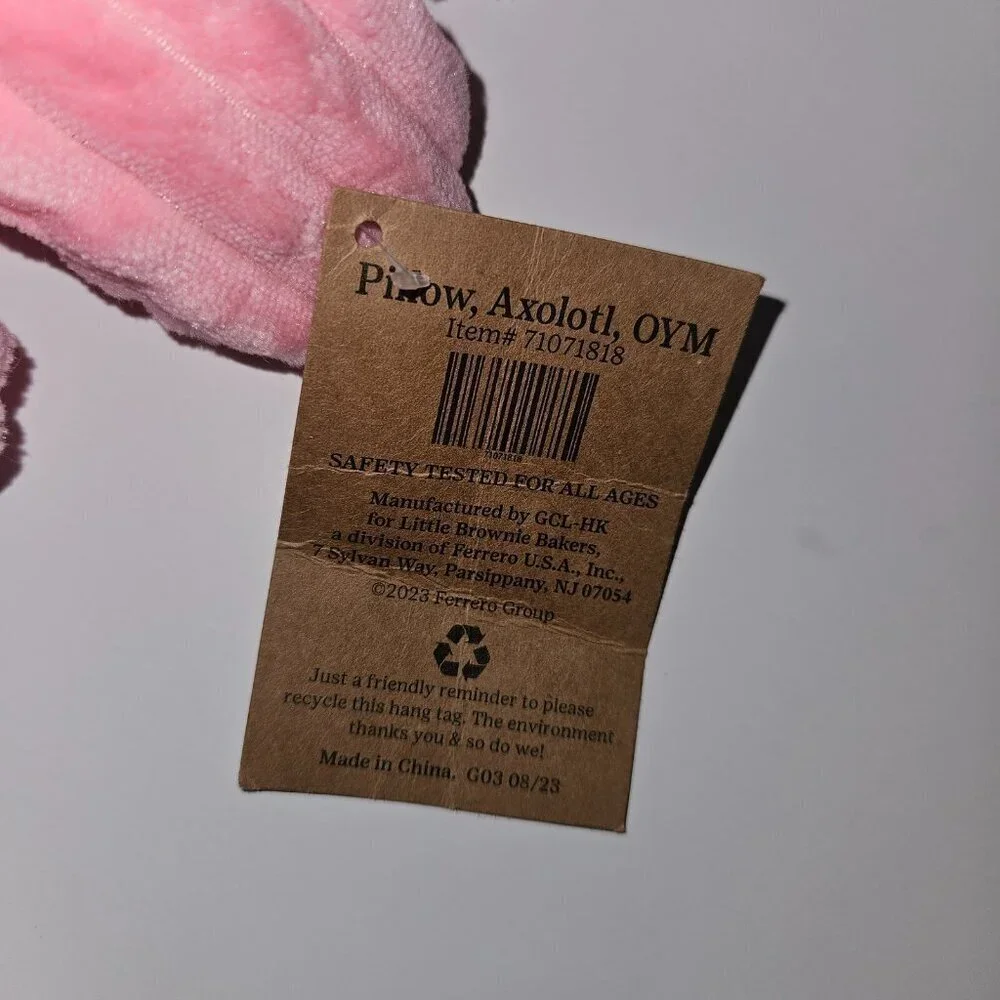 Pink Winking Axolotl Plush Pillow Toy Decor Own Your Magic Little Brownie OYM